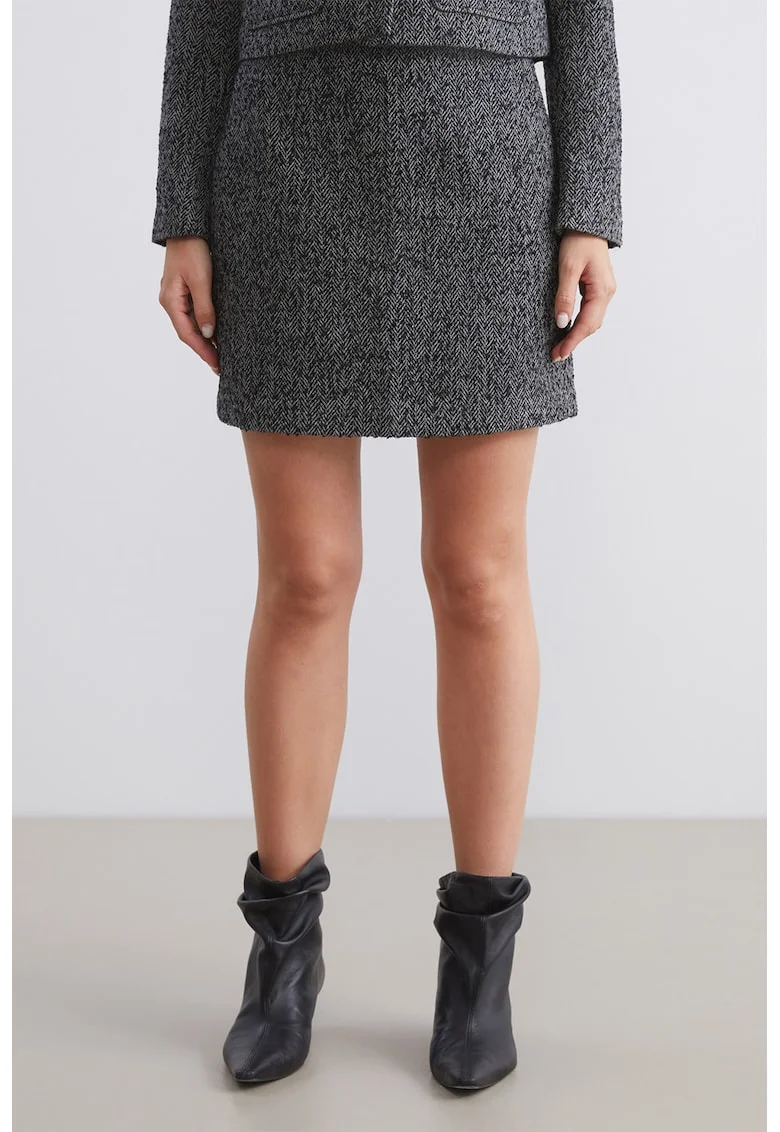 Fusta mini cu model uni, Gri inchis