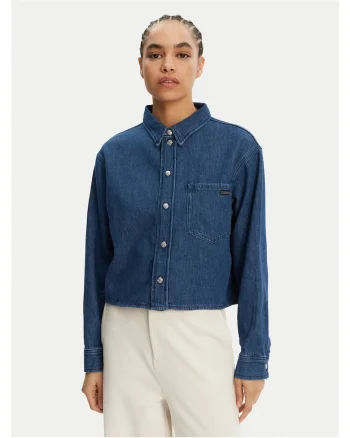 Camasa din denim pentru femei  bleumarin,