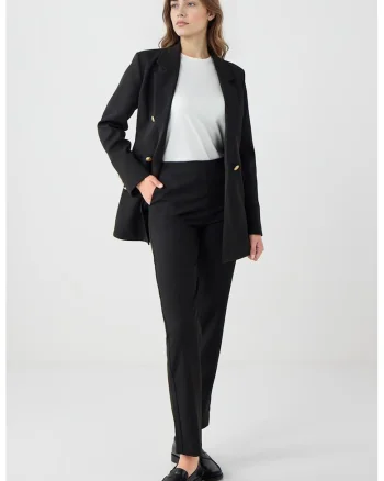 Pantalomi slim fit cu talie elastic, Negru