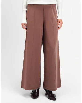 Pantaloni cu croiala ampla si talie ajustabila, Caramel