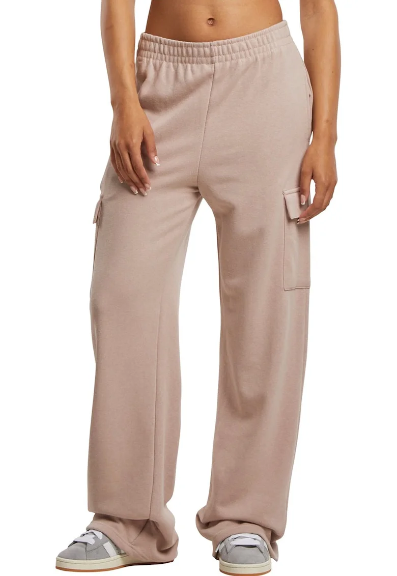 Pantaloni de trening cu croiala ampla si buzunare cargo, Maro deschis