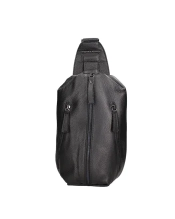 Borseta din piele cu buzunare cu fermoar Umbria Elite, Negru