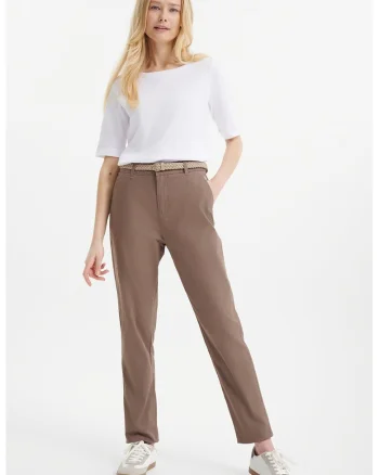 Pantaloni chino drepti cu buzunare oblice, Maro inchis