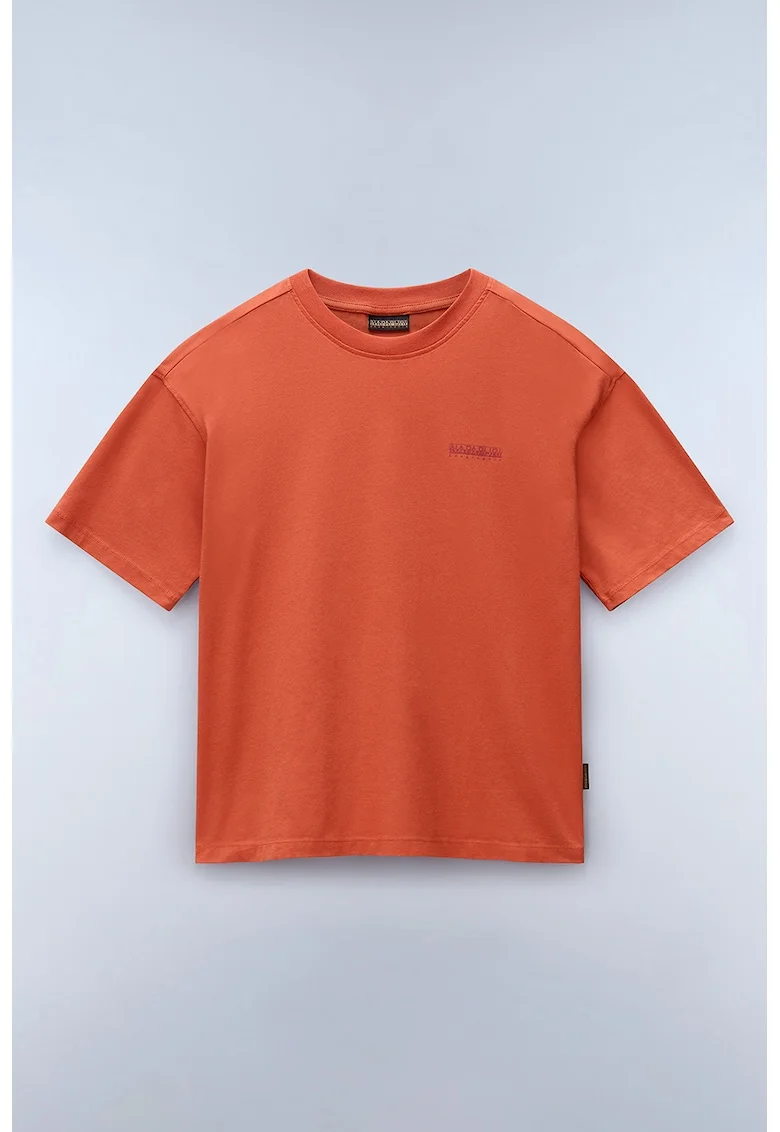 Tricou lejer cu decolteu la baza gatului si logo, Rosu