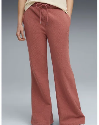 Pantaloni uni de trening cu talie inalta, Rosu stins