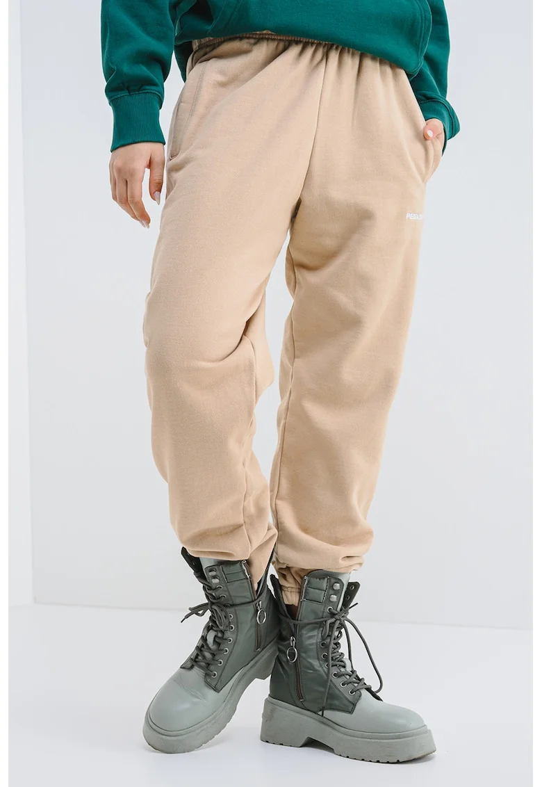 Pantaloni de trening cu buzunare laterale, Maro camel