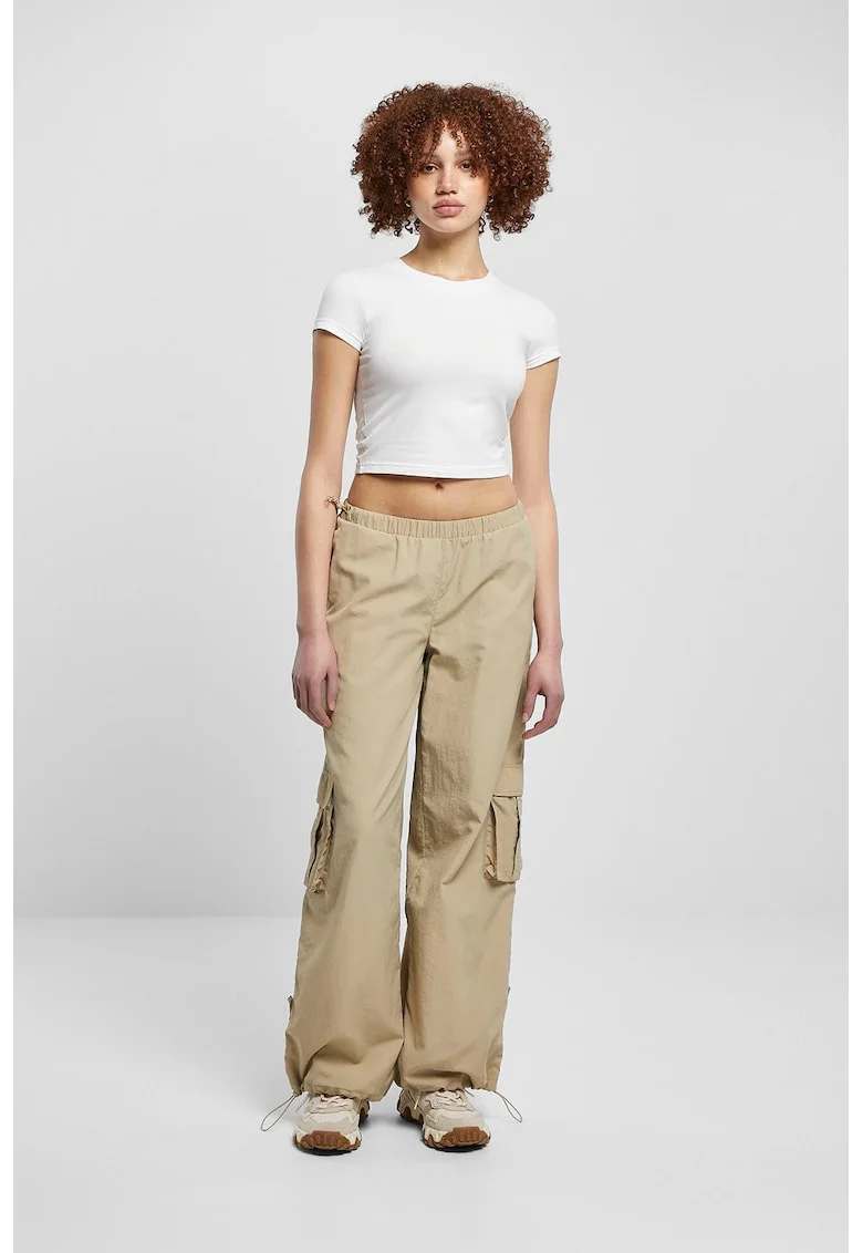 Pantaloni cargo cu talie medie, Maro camel