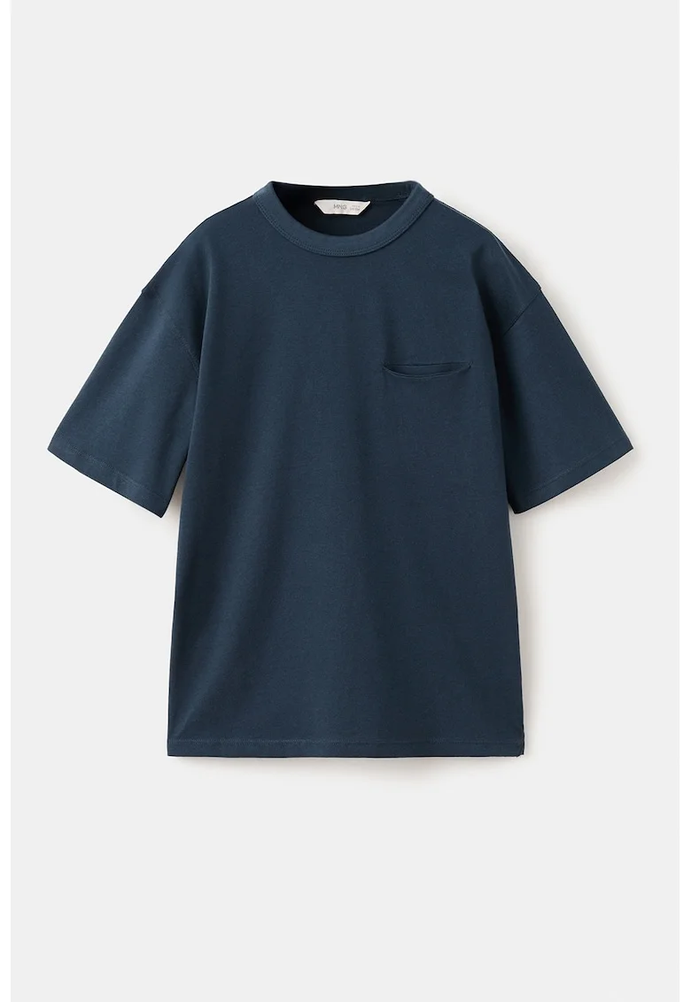 Tricou din bumbac cu model uni, Bleumarin