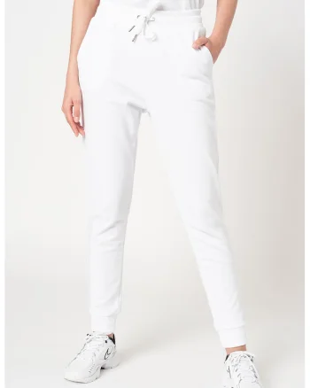 Pantaloni sport cu snur in talie, Alb