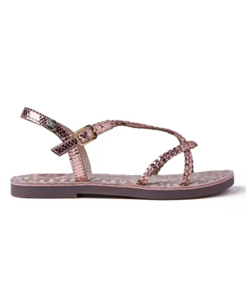Sandale din piele cu barete multiple Boden, Auriu rose