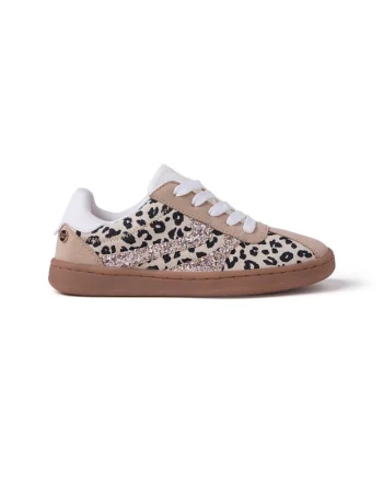Pantofi sport low-cut cu garnituri cu animal print, Negru/Maro
