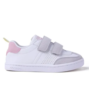 Pantofi sport de piele ecologica cu velcro, Roz