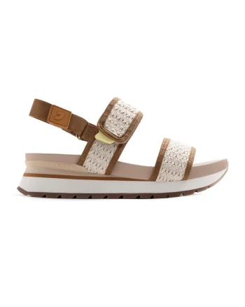 Sandale wedge cu aspect crosetat, Bej