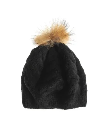 Bereta neagra cu puf maro