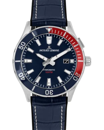 Ceas automatic cu curea de piele, Bleumarin