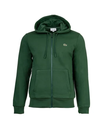 Hanorac din material fleece cu fermoar si buzunare oblice, Verde