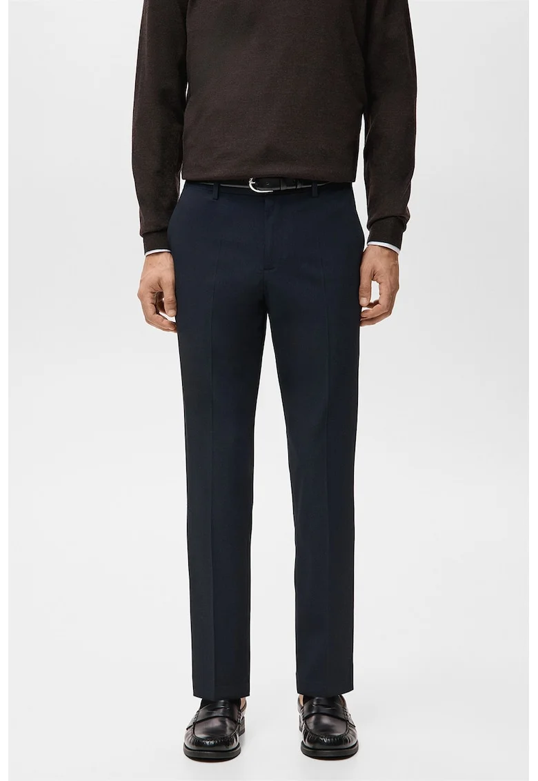 Pantaloni eleganti slim fit cu talie medie, Albastru ultramarin