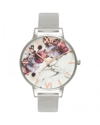 Ceas Dama,  Marble Florals OB16MF09, Argintiu