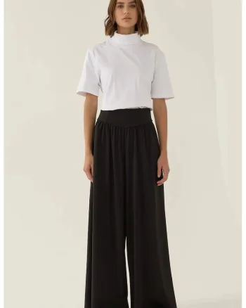 Pantaloni lungi drepti cu talie inalta