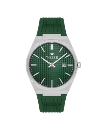 Ceas barbatesc  WWG210208, 45mm, curea silicon verde, carcasa metalica argintie, 3ATM, Verde