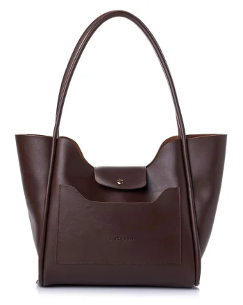 Geanta shopper din piele ecologica, Maro inchis