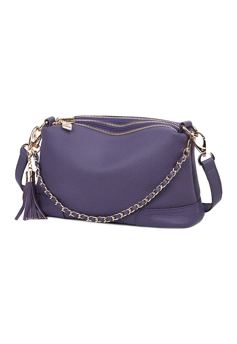 Geanta Carina din piele cu barete detasabile, Violet prafuit, 15,5 x 25 x 10 CM