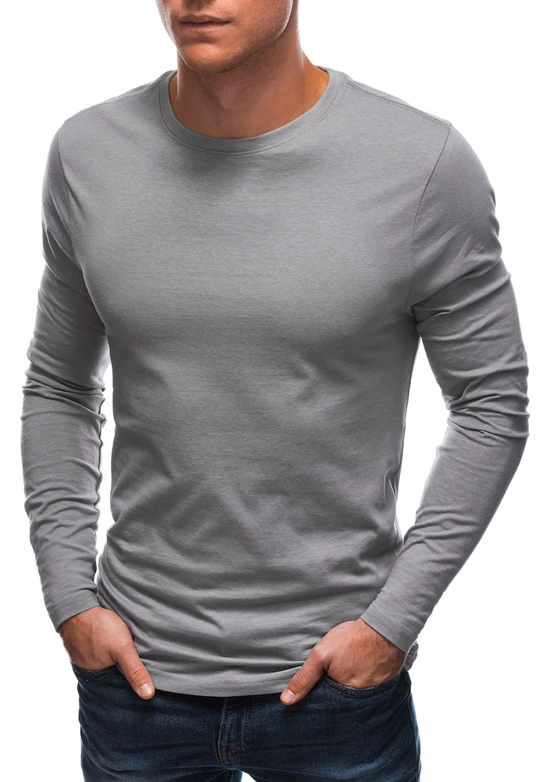 Bluza din bumbac cu decolteu la baza gatului, Gri
