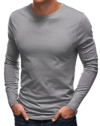 Bluza din bumbac cu decolteu la baza gatului, Gri
