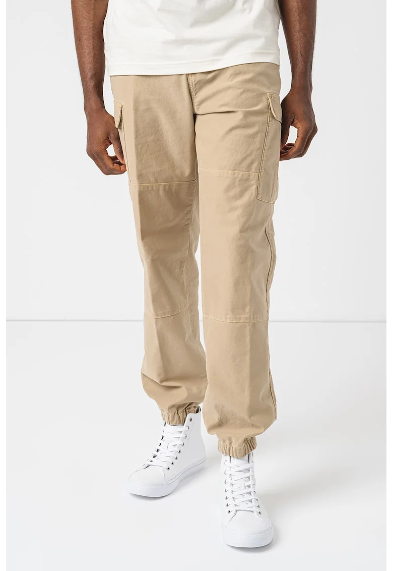 Pantaloni cargo cu talie medie, Maro camel