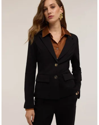 Sacou slim fit cu model uni, Negru