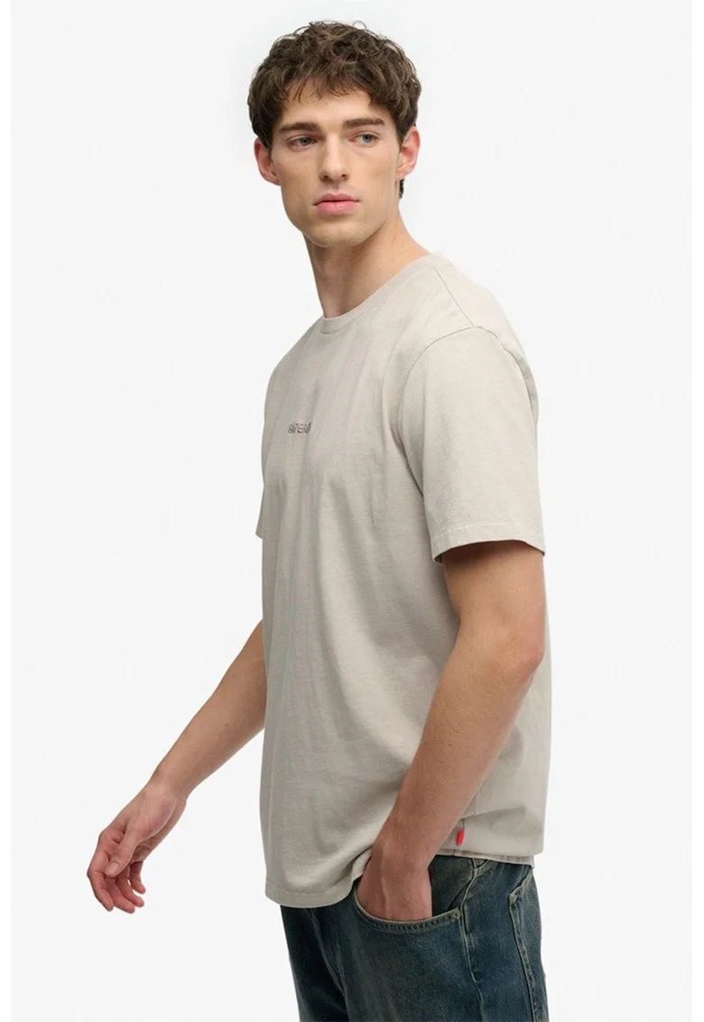Tricou uni cu decolteu la baza gatului, Grej