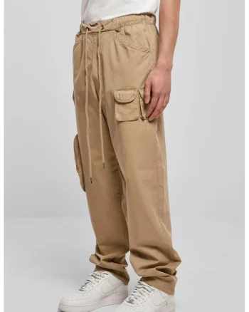 Pantaloni cargo din bumbac, Maro camel