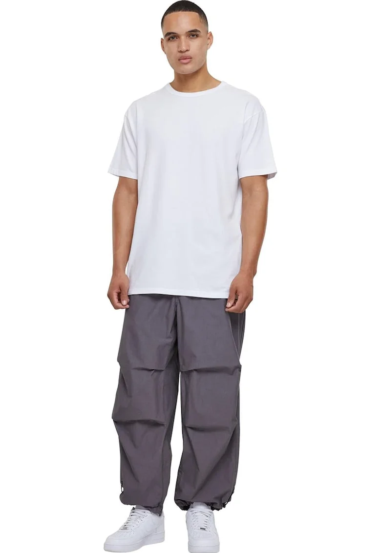 Pantaloni relaxed fit cu snururi de ajustare la glezne, Gri antracit