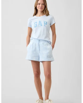 Tricou din bumbac cu imprimeu logo pe piept, Albastru glaciar