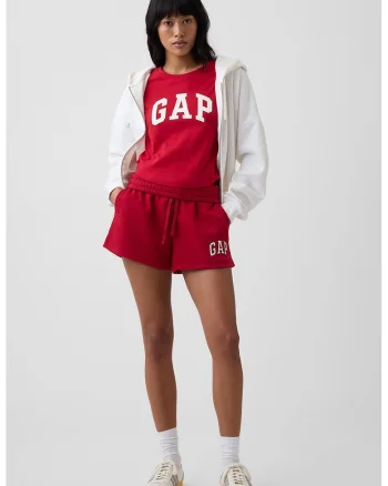 Tricou din bumbac cu imprimeu logo pe piept, Rosu