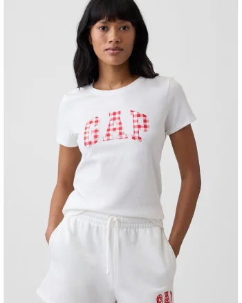 Tricou din bumbac cu imprimeu logo pe piept, Alb