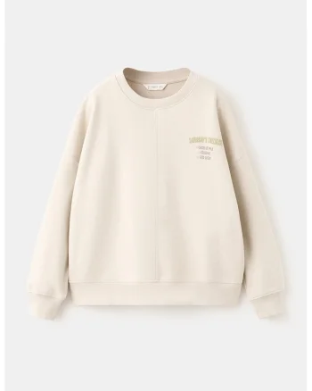 Bluza de trening supradimensionata din bumbac, Bej deschis