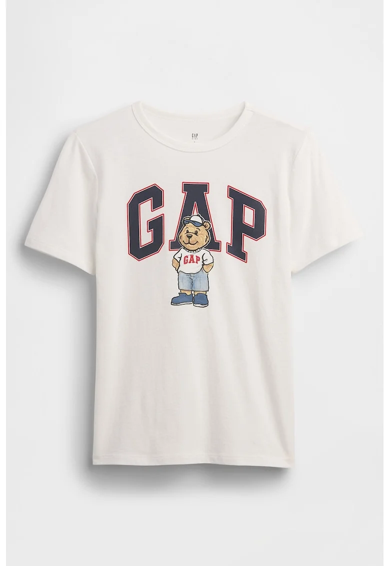 Tricou de bumbac cu imprimeu, Alb murdar