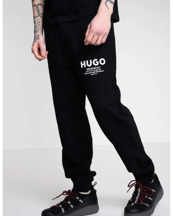 Pantaloni de trening din bumbac cu imprimeu logo, Negru