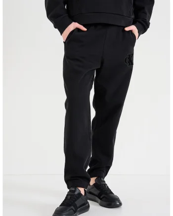 Pantaloni de trening din bumbac cu snur de ajustare, Negru