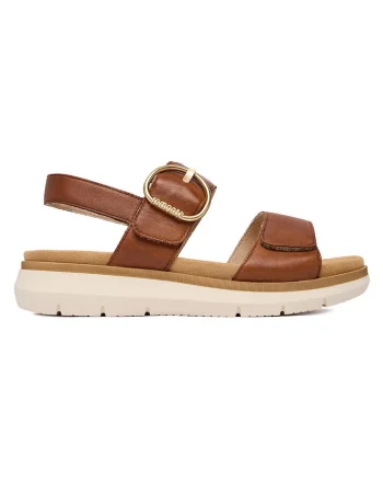 Sandale dama  piele naturala, talpa groasa, velcro, maro,