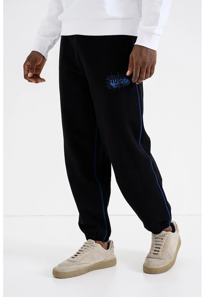 Pantaloni de trening cu logo Notharos, Negru/Albastru royal