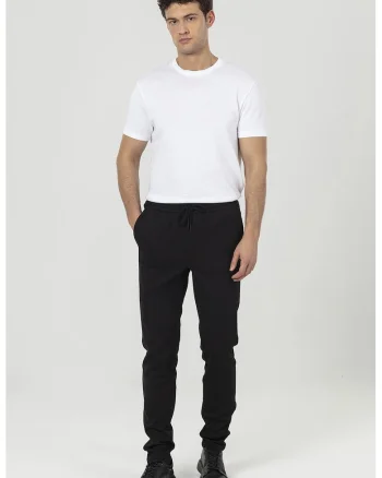 Pantaloni de trening cu croiala regular-fit si model uni, Negru