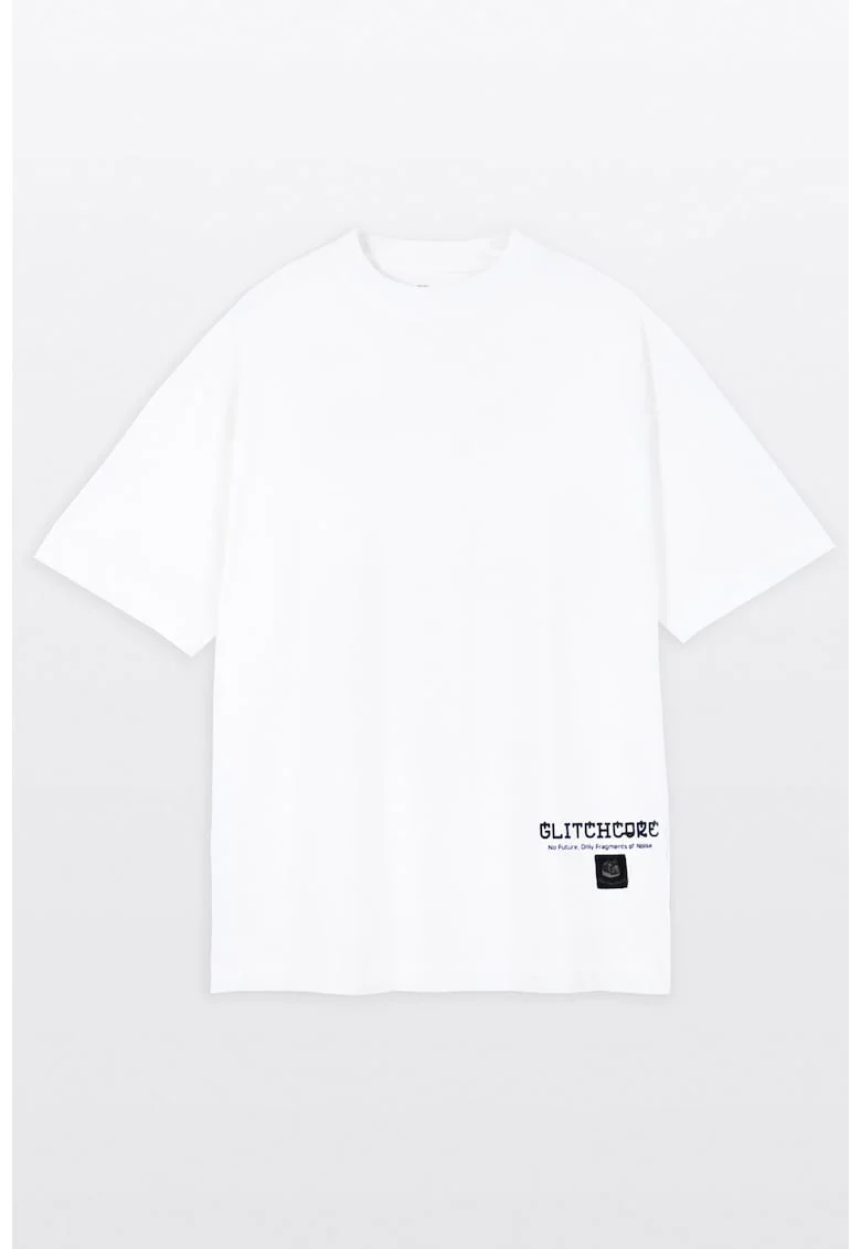 Tricou lejer cu decolteu la baza gatului, Alb