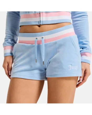 Pantaloni scurti de trening, din velur, cu logo brodat,