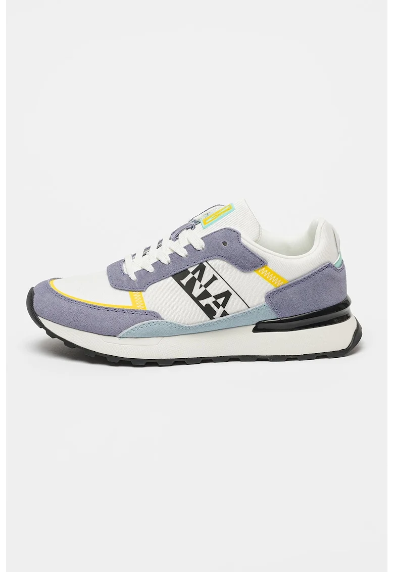 Pantofi sport cu model colorblock si garnituri din piele intoarsa Carley, Alb/Albastru lavanda/Lila