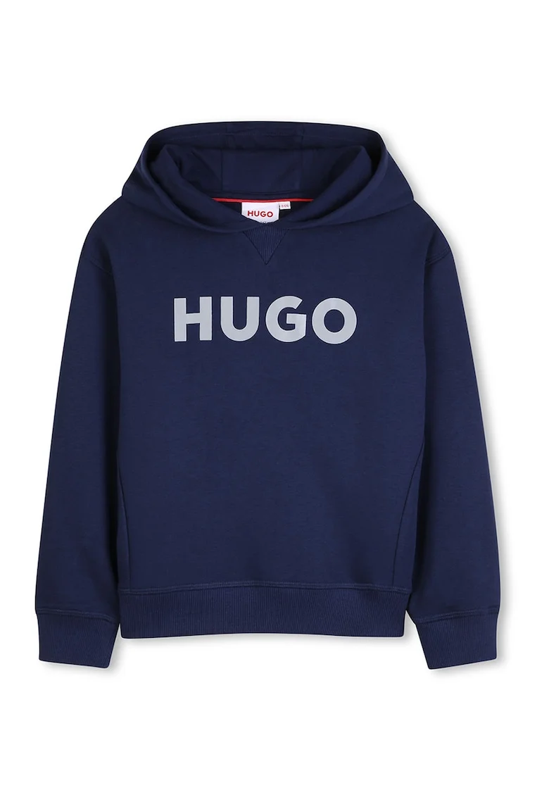 Hanorac din amestec de bumbac cu imprimeu logo, Albastru ultramarin