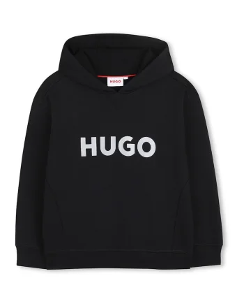Hanorac din amestec de bumbac cu imprimeu logo, Negru