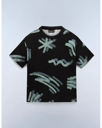 Tricou cu model grafic Lieto, Negru/Gri