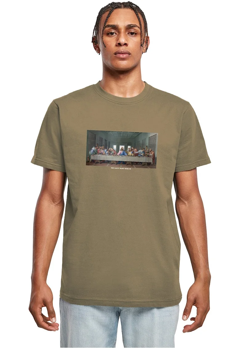 Tricou de bumbac cu imprimeu foto, Maro inchis